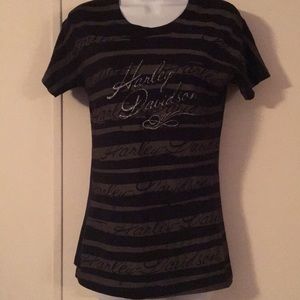 Harley Davidson Black/Grey Shirt w/ embellished HD